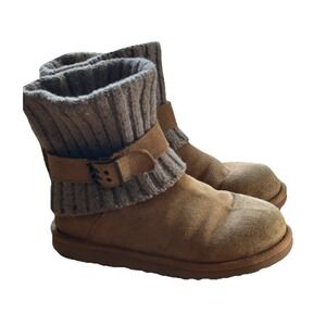 Women's UGG Chestnut Cambridge Knit Buckle Boots Size 6 Casual Warm Cozy